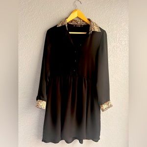 Zara Basic Black Dress with print snake accents